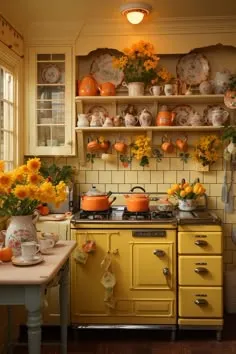 14418 yellow vintage kitchen appliances