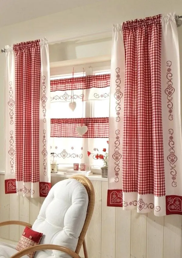 14514 gingham red kitchen curtains